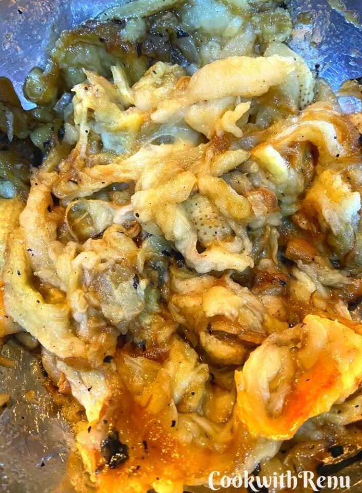 No Onion No Garlic Baingan Bharta (Roasted Eggplant StirFry) Cook