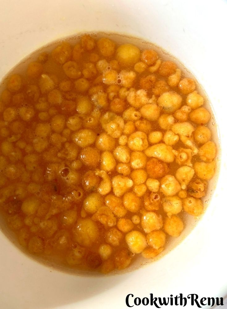 Boondi or Fried Gramflour Snack getting soaked