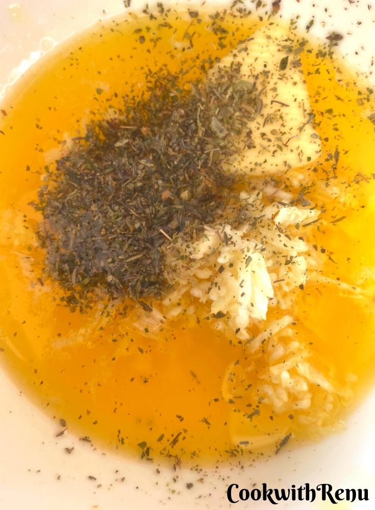 Butter, herbs and garlic mixture