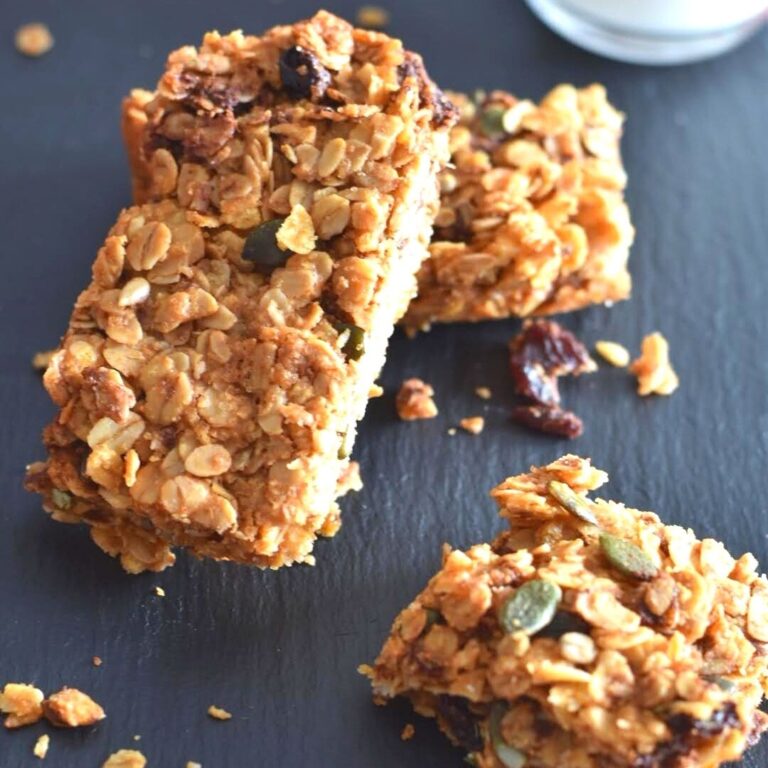 Irish Oat Flapjacks arranged on a black cheese board