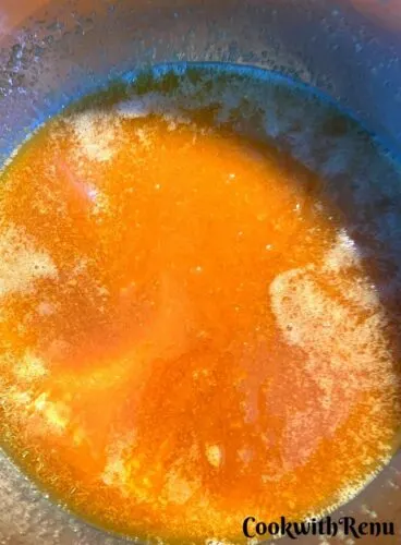 Melting of butter, sugar and golden syrup