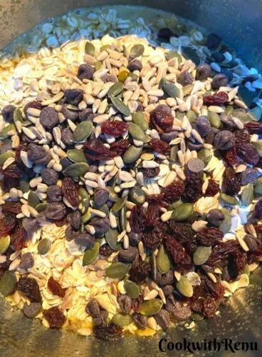 Seeds and Dry fruits added to mixture