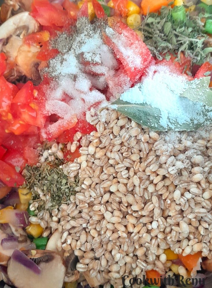 Adding of the remaining ingredients