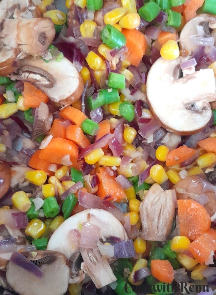 Mushrooms getting cooked