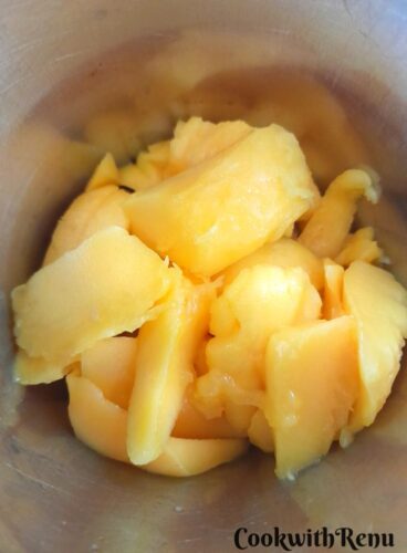 Cut mango in blender
