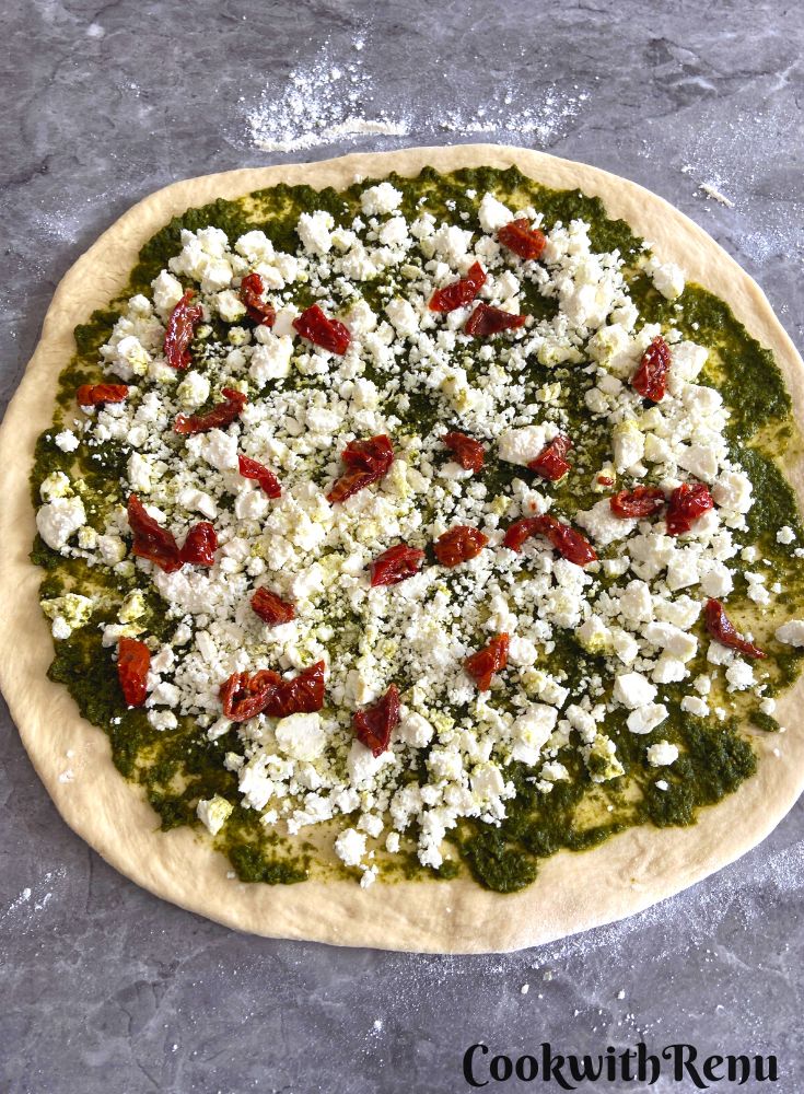 Filling spread on a rolled dough