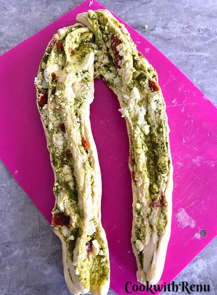 Log cut into 2 and showing the inside filling