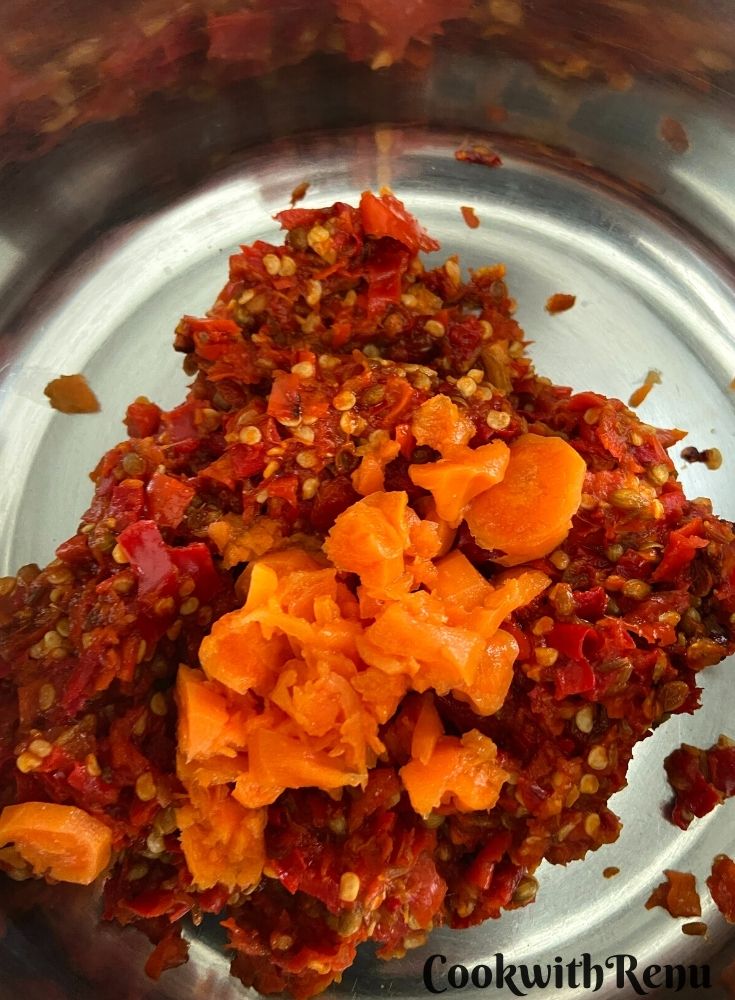 Carrot added to the chilly mixture