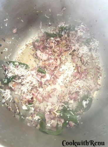 Coconut and onion in oil