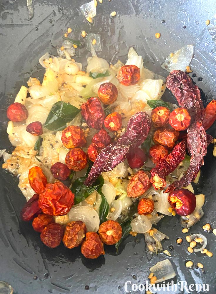 Adding of Red chillies