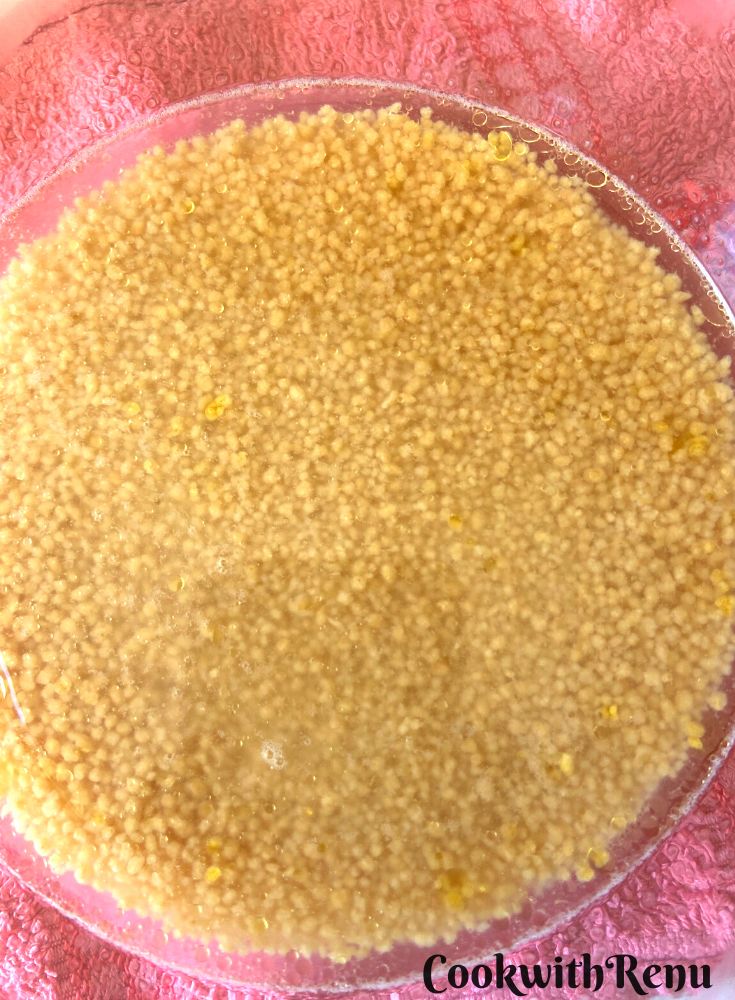 Adding of hot water to Couscous