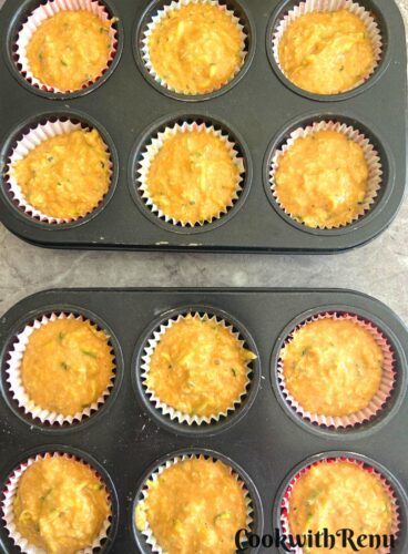 Courgette Coconut Muffins ready to be baked