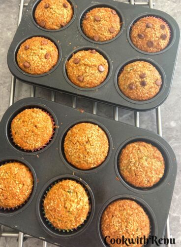 Muffins Just baked and out of the oven and arranged on a cooling rack