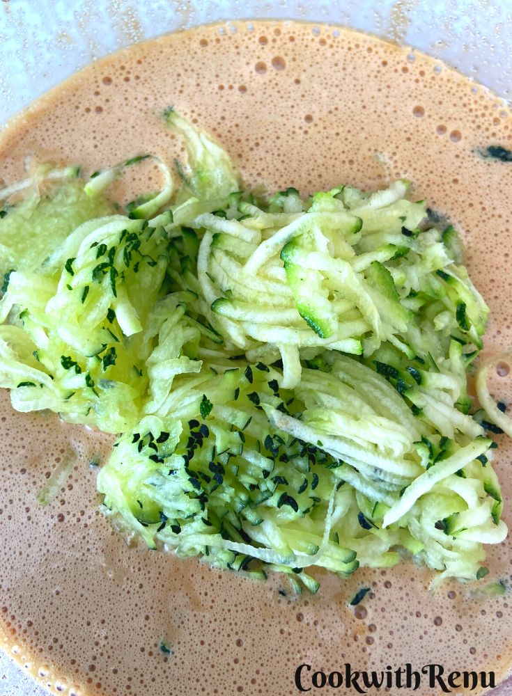 Zucchini added to wet ingredients