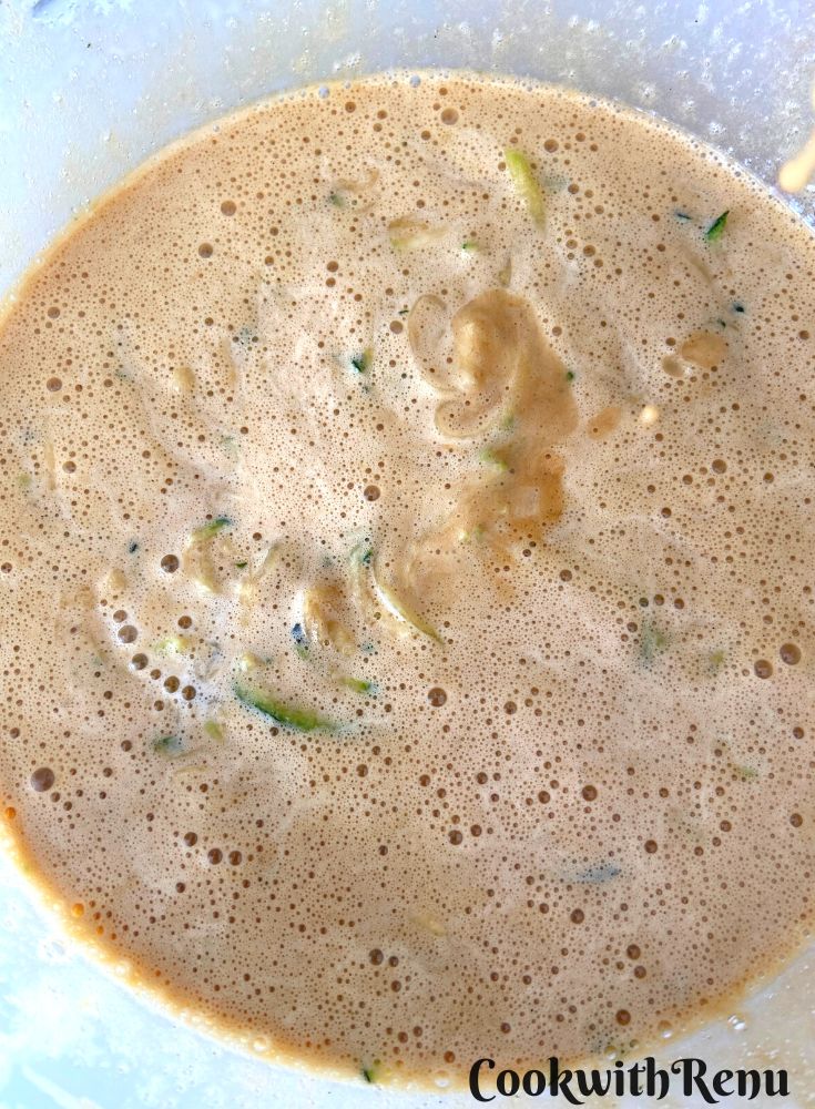 Zucchini mixed with wet ingredients