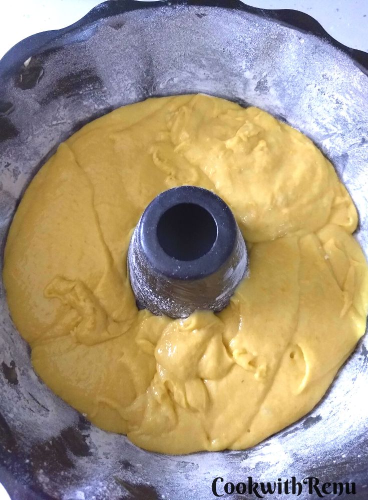 Cake Before Rise in Bundt pan.