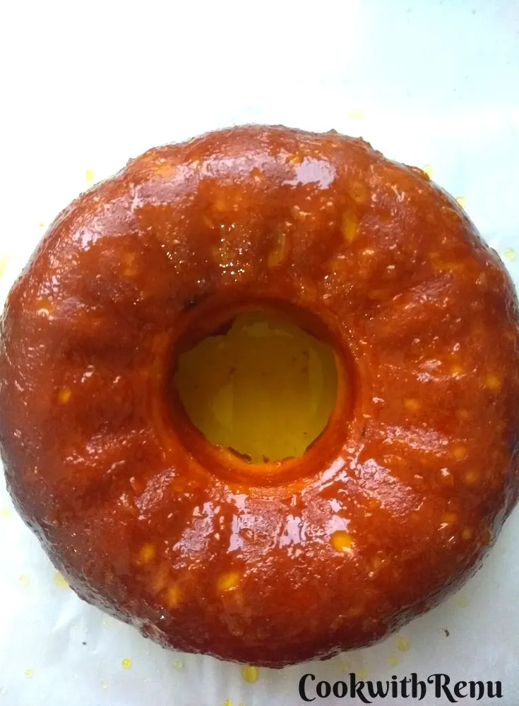German Bundt cake or Kugelhuph glazed in orange syrup.