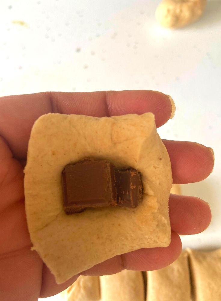 Chocolate stuffed inside the doug