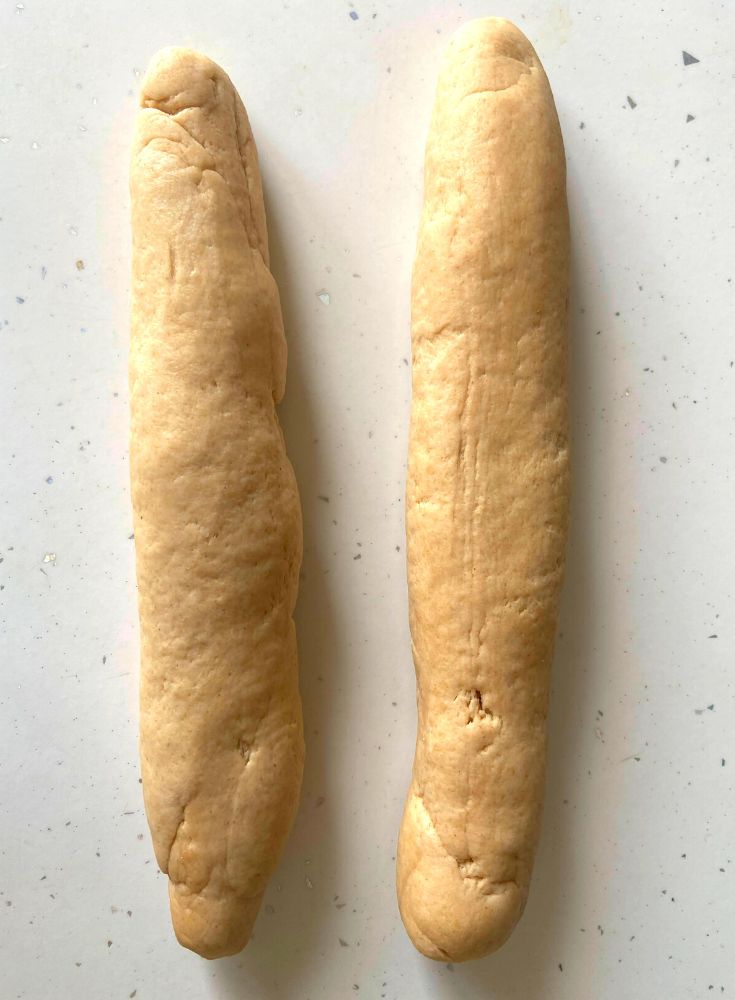 Dough rolled into logs