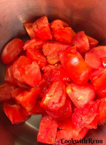 Roughly chopped tomatoes.