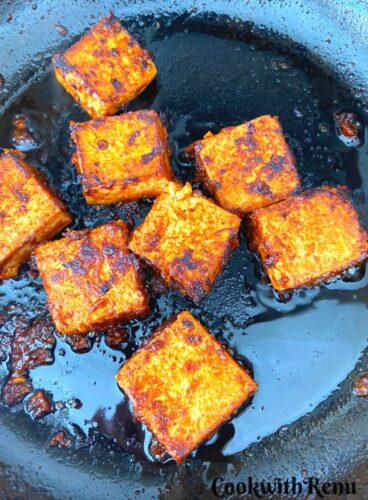 Tofu getting cooked.