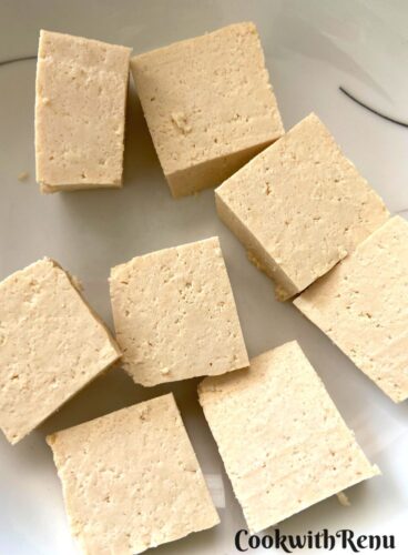 Tofu pieces.