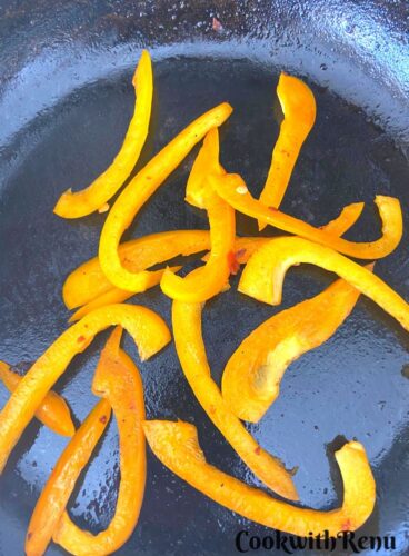 Yellow Pepper getting slightly cooked.