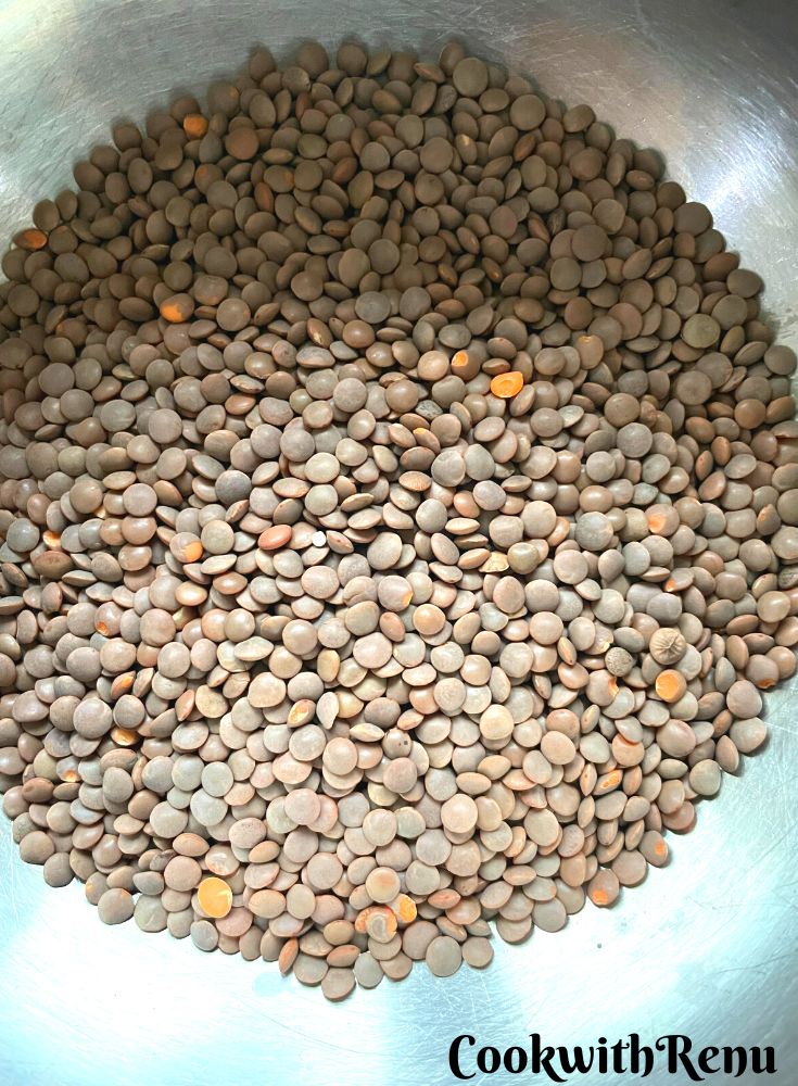 Brown Lentils ready to be rinsed, soaked and cooked.