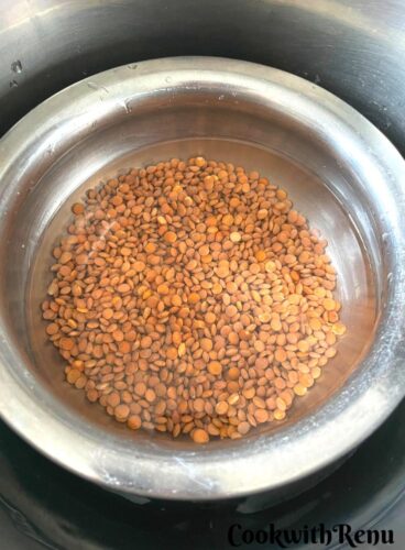 Brown lentils ready to be cooked in Instant Pot.