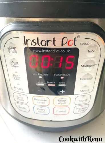 Instant Pot Setting For Pumpkin puree set to 15 minutes.