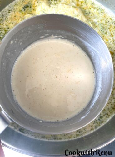 Milk and flour mixture added to chowder
