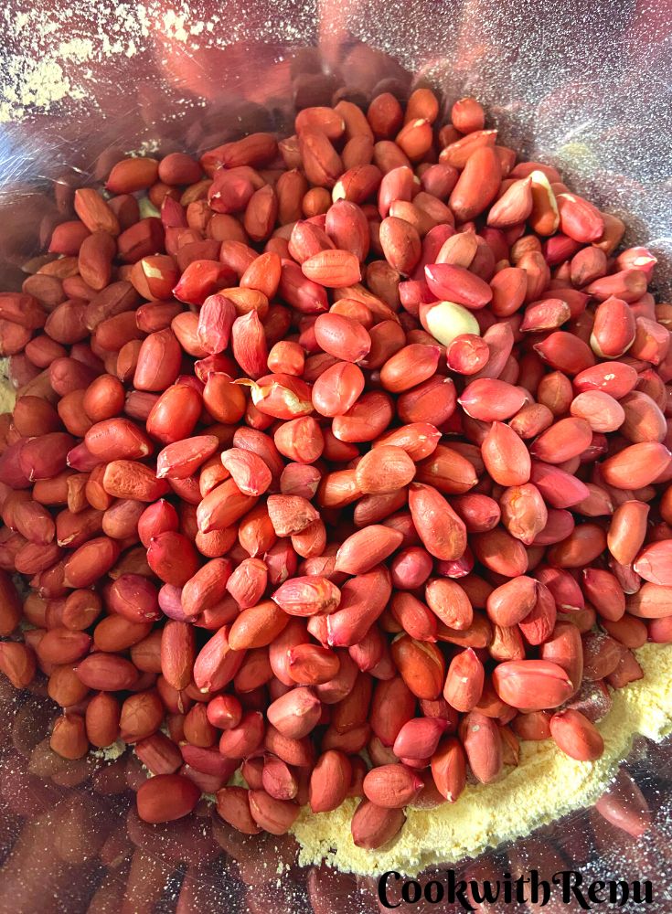 Peanuts added to Gram flour.