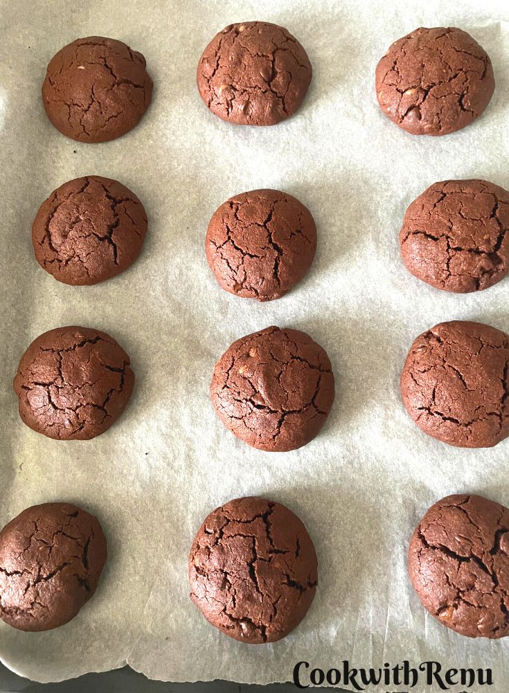 Baked Chocolate chip cookies.