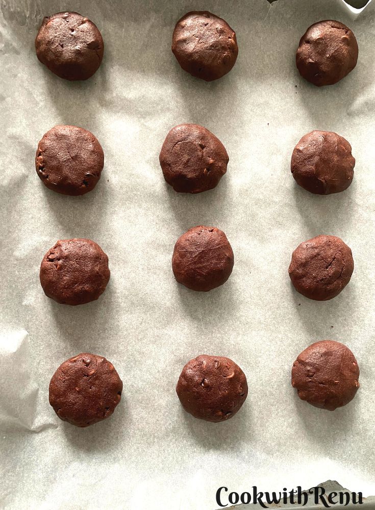 Chocolate cookies ready to be baked.