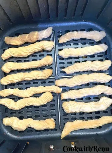 Churros ready to be baked in air fryer.