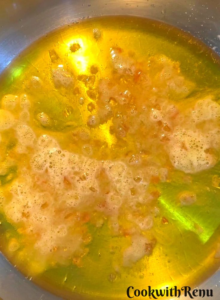 Cooking of Edible Gum or gond in ghee.