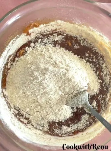 Dry ingredients mixed with wet.