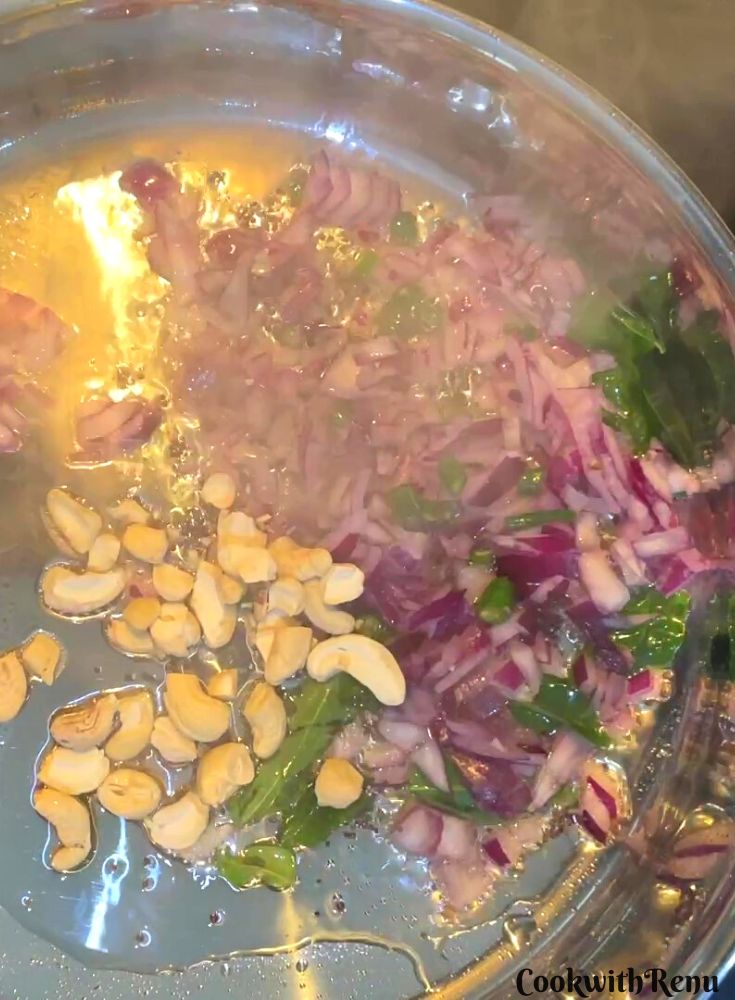Adding cashews in oil