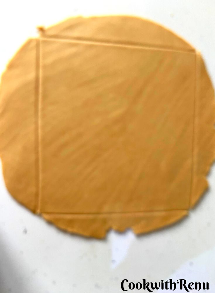 Dough rolled to shape bhakarvadis