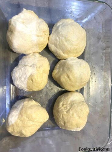 Dough divided into balls