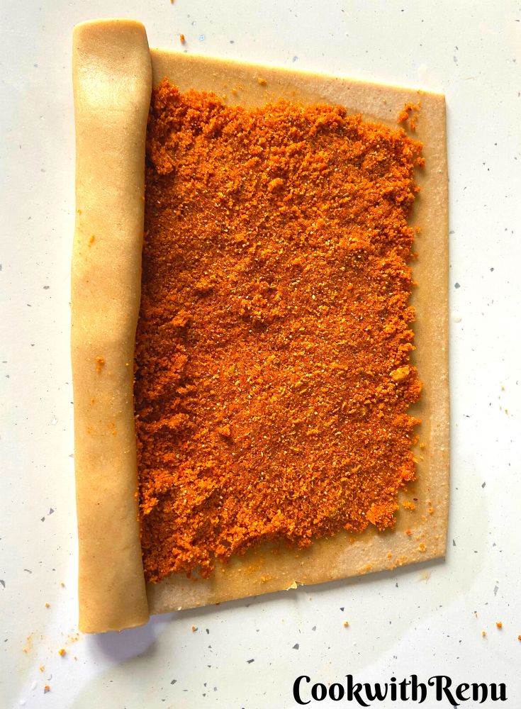 Rolling and shaping the bhakarwadi.