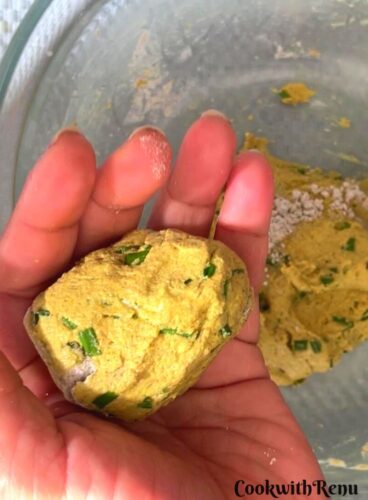 Dough divided into lemon size balls.