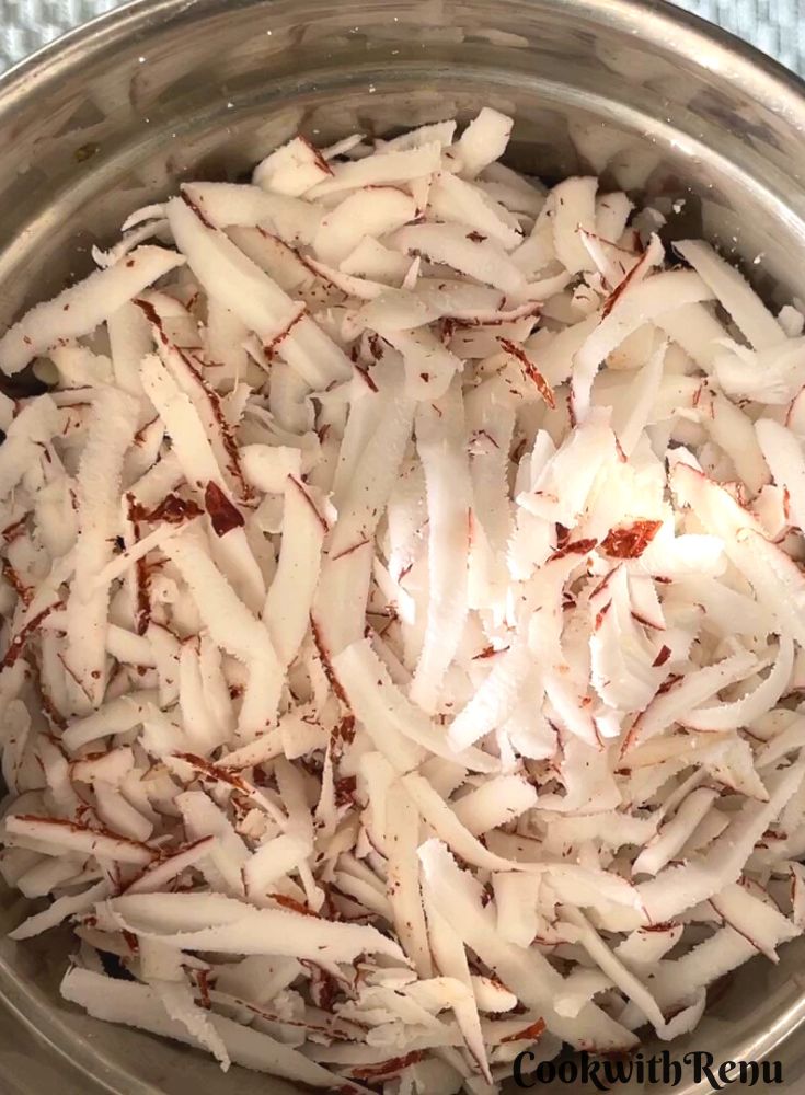 Grated Coconut in a blender.
