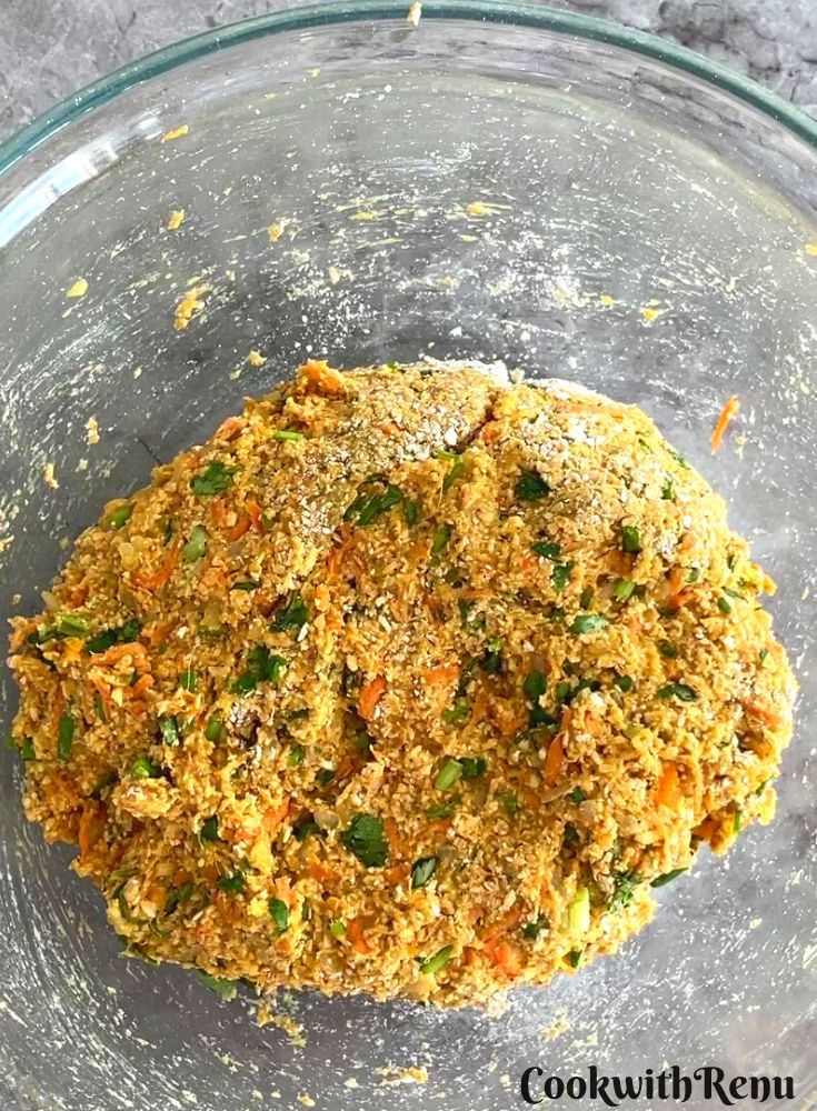 The mixture is ready to be shaped into a patty.