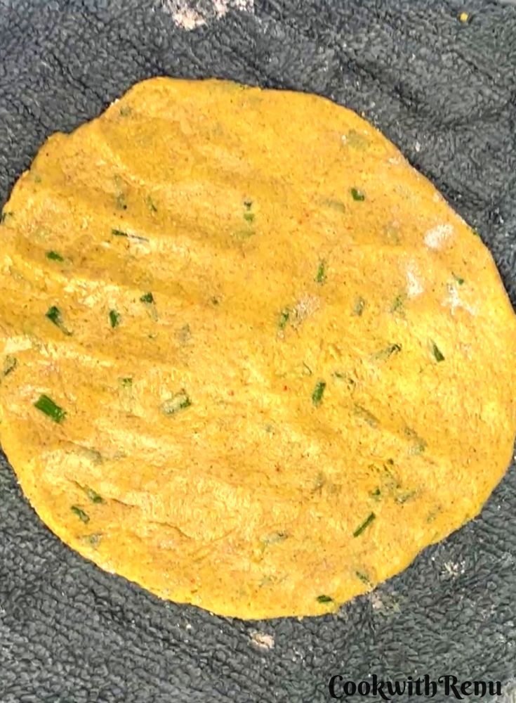 Paratha shaped and ready to be cooked.