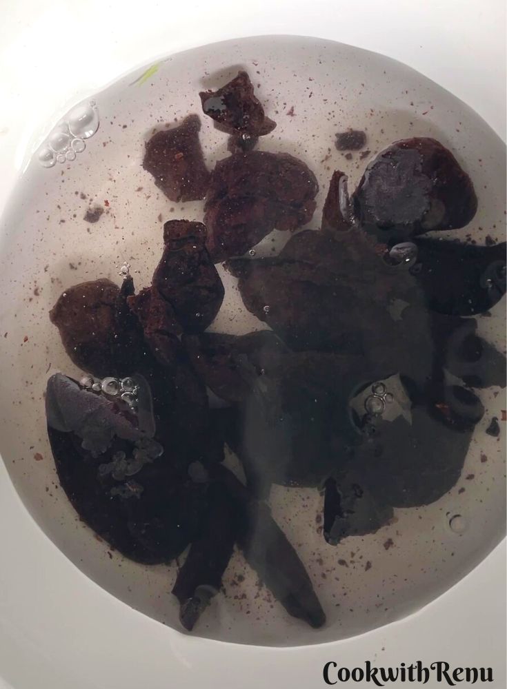 Soaked Kokum in a white bowl.