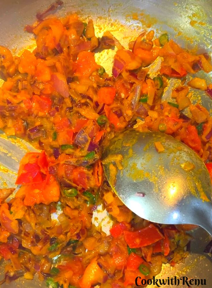 Tomatoes cooked until done.