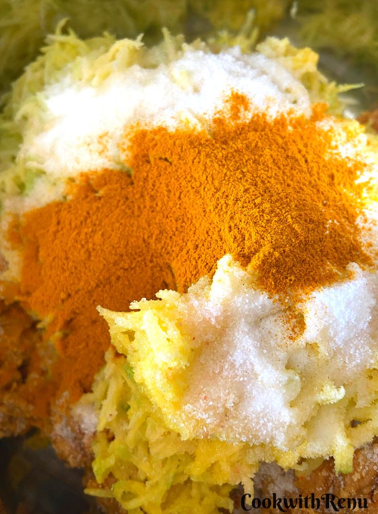Salt and Turmeric are added to chunda.