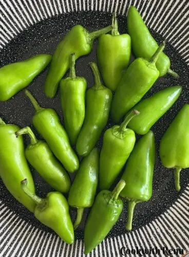Rinsed Green chilies.