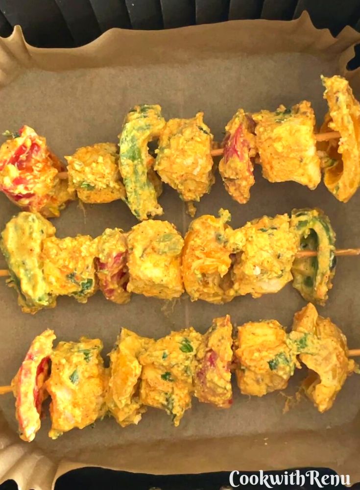 Paneer Tofu Tikka ready to be grilled